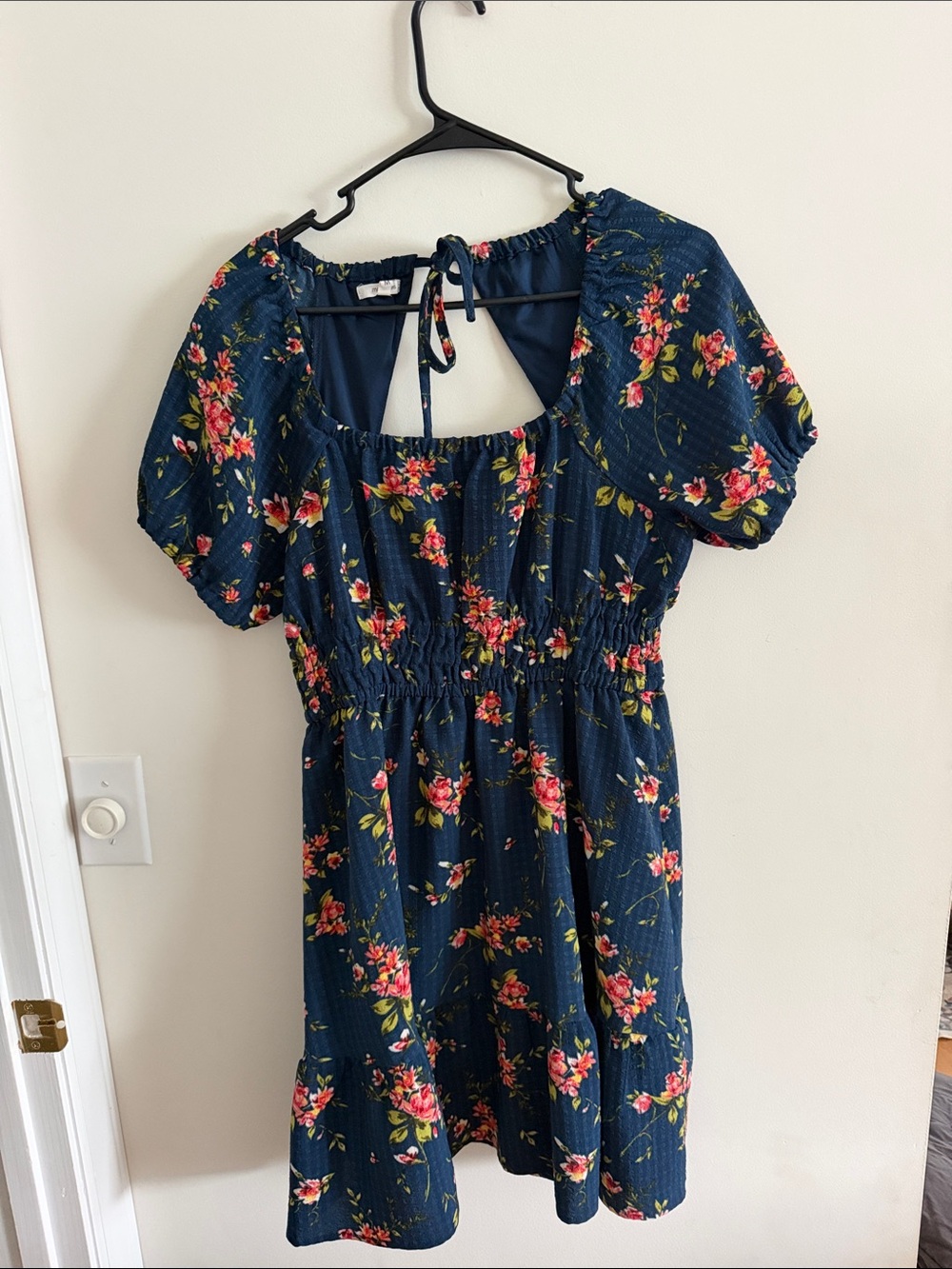 Maurices Navy Floral Mini Dress with Pink & Green Blooms